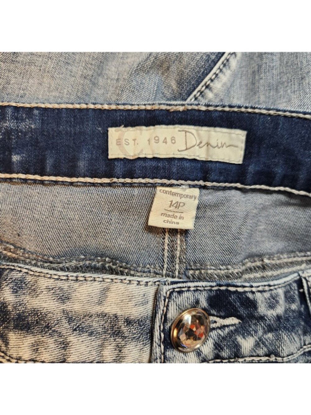 Cato Blue Jeans Mid Rise Acid Wash Boot Lg Denim Blue Jean Petite Siz 14P 34Wx29 - Picture 15 of 16